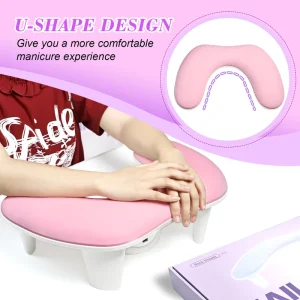 Manicure U shaped Pu Leather Hand Pillow Detachable Bracket Tilt Design Comfortable Simple Multifunctional Manicure Table