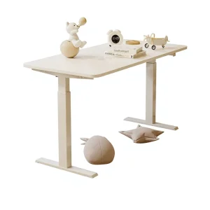 Manual Height Adjustable Metal Office Desk with Hand Cranked Legs for Home Study and Computer Use