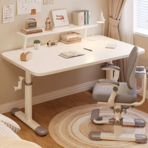 Manual Height Adjustable Nordic Style Wood School Desk and Chair Set for Children’s Study and Office Use