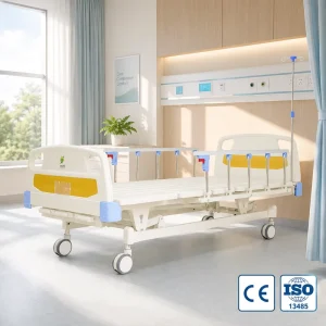 Manual Hospital Patient Bed Equipped With ABS Panels and Stainless Steel Crank Handles for Ward Patient Care