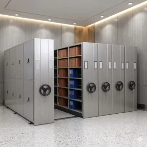 Manual Mobile Shelving System Office File Storage Cabinet Compact Shelving Dense Archive Shelves