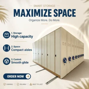 Manual Mobile Shelving Unit Compact Rolling Rack With Hand Wheel for Archive Library Data Center Warehouse Archive Office