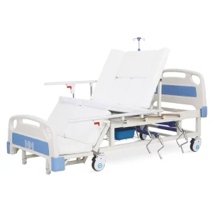 Manual Nursing Bed with Side Turning and Commode Home Care Hospital Patient Bed Adjustable Back Leg Lifting for Elderly