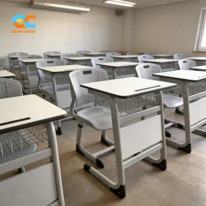 Manufacturer Direct Customizable Educational Study Set with Breathable Plastic Chair and Storage Book Basket for School Projects