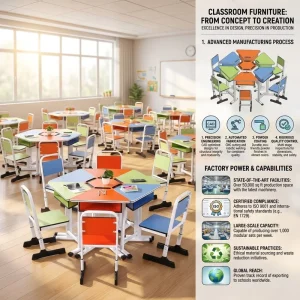 Manufacturer Durable School Classroom Desks and Chairs Sets Elementary High Desks and Chairs Sets for Classroom Training Room