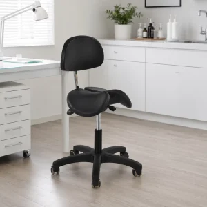 Manufacturer Ergonomic Saddle Chair with Backrest Adjustable Swivel Lab Stool for Medical Dental