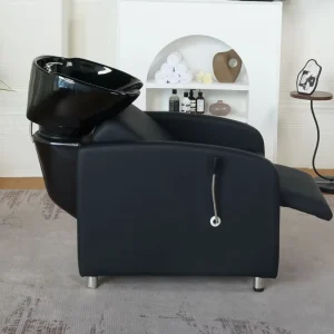 Manufacturer Hair Washing Bed Ceramic Shampoo Bowl with Chair Black Reclining
