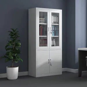 Manufacturer Modern Adjustable Lockable Steel Filing Cabinet With Glass Doors For Office Storage School Commercial Use