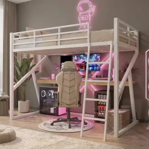 Manufacturer Modern Durable Reclining Bunk Dormitory Bed with Desk School Furniture Loft Bed for Hotel Bedroom