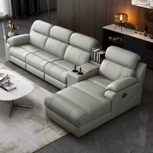 Manufacturer Modern Luxury L Shaped Recliner Couch PU Leather Sectional Electric Reclining Sofa Set for Living Room