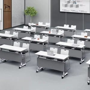 Manufacturer Multifunctional Training Table Modern Portable Office Table Wooden Desk Collapsible with Wheels Removable Splicing