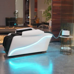 Manufacturer Supplies Electric Intelligent 4D Heated Massage Shampoo Chair Bluetooth LED Modern Design Ceramic Basin Portable