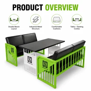 Manufacturer Supply Green Booth Table Set with Container Style Side Panels for Hotel Dining Restaurant Layout