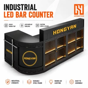 Manufacturer Supply Industrial Iron Front Desk Bar Counter with Display Cabinet for Liquor Retail Hotel Hospitality Cafe Use