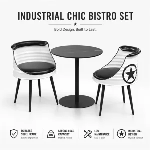 Manufacturer Supply Oil Barrel Table Chair Set with Padded Backrest for Small Space Cafe Restaurant Commercial Project Use