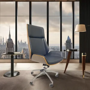 Manufacturer Wooden High Back PU Synthetic Leather Executive Boss CEO Task Swivel Office Hotel Hospital Chairs for Beauty Salon