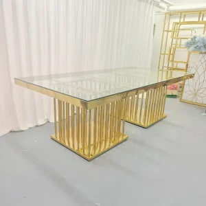 Manufacturer’s Direct Supply for Weddings Hotels Outdoor Dining Tables Glass Countertops Stainless Steel Bases Modern Design
