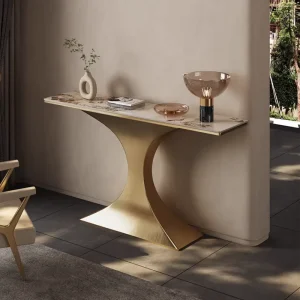 Marble Board Top Metal Base Hall Art Entrance Rectangle Console Table BTCT001 for Home or Hotel