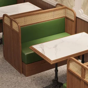 Marble Cafe and Restaurant Coffee Shop Furniture Minimalist Eco Friendly Commercial Use Booth Seating Set Table Chair Bench