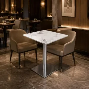Marble Dining Tables for Commercial Hotels Cafs Modern Minimalist Square Small Tables Durable Easy Clean for Meetings
