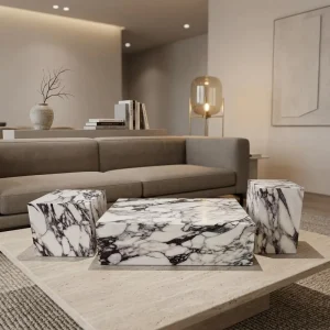Marble Pattern Light Luxury Coffee Table Multi-functional Home Side Table Creative Box Design