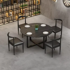 Marble Round Restaurant Furniture Table and Chair Set for Caf Milk Tea Shop Gym Negotiation Area Commercial Use