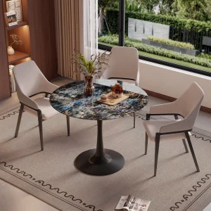 Marble Round Small Negotiation Table for Guest Reception Business Meetings Coffee Balcony Sales Office Use Luxury Design