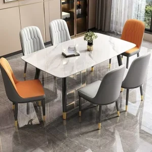Marble Stone Metal Luxury Modern Restaurant Kitchen Hotel Use Elegant Decorative Furniture Dining Table Set