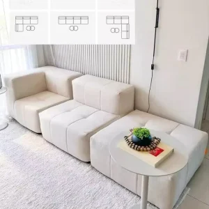 Marshmallow Design Free Combination for Small Apartments Fabric Cream Compressed Vacuum Sectional Sofa Set