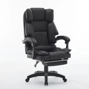 Massage Boss Executive Chair Black PVC Leather Ergonomic High Back Chair for Office