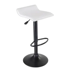 Matte Black Saddle Bar Stool Integrated Footrest Floor Friendly Ring Height Adjustable 360 Swivel for Kitchen Pub Counter