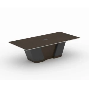 Matte Scratch Resistant Wood Rectangular Boardroom Table Thickened Tabletop Embedded Wire Management Slots Large Conference