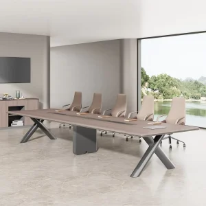 Mdf Modern Negotiation Meeting Conference Table Meeting Room Executive Table of 4.8meter with 4 Matte Black X Base Legs