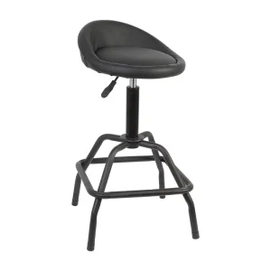 Mechanics Stool Round Seat Ergonomic Backrest Telescoping Height 4-Leg Steel Base Square Ring 360 Swivel for Garage Repair