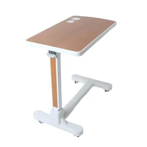 Medical Adjustable Height Overbed Table with Wheels Hospital Bedside Dining Table for Patient Care