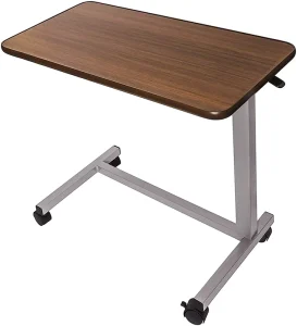 Medical Adjustable Overbed Bedside Table With Wheels Hospital and Home Medical Use