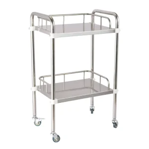 Medical Cart Hospital Stainless Steel 2 Layers Serving Dental Lab Trolley