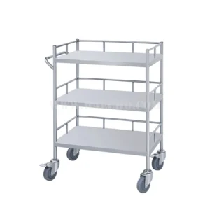 Medical Cart Hospital Stainless Steel Trolley with Wheels Clean Lab Room