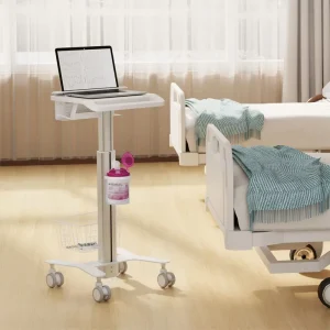 Medical Cart Mobile Height Adjustable Multi Storage POC Rolling Code Hospital Trolley on Wheels with Anti Theft Laptop Holder
