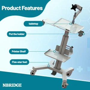 Medical Cart with Laptop Pallet Mobile Medical Trolley for Hospital Beauty Salon All in One Medical Trolley Height Adjustable
