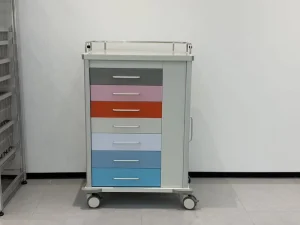 Medical Difficult Airway Cart Color Coded Drawers Lockable Endoscope Cabinet Silent Casters Anesthesia Equipment Trolley