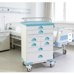 Medical Emergency Cart Hospital Serving Drug Delivery Trolley High Capacity Medicine Trolley with 6 Drawers