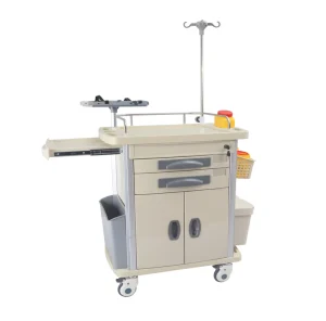 Medical Emergency Trolley Breakaway Lock ABS Tabletop Hospital Furniture 200KGS Load Capacity for Clinic Hospital Use