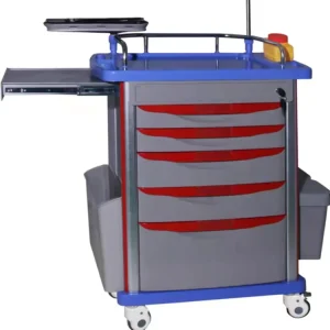 Medical Emergency Trolley Crash Cart with Adjustable IV Pole and ABS Drawers for Hospital Clinic