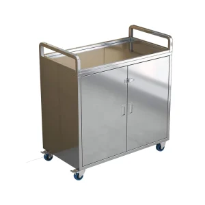Medical Grade Stainless Steel Mobile Cabinet Lab Storage Cupboard Ventilated Double Door Utility Cart for Hospital and Clinic