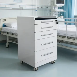 Medical Grade Steel Dental Cabinet with 4 Drawers and Lockable Wheels Clinic Furniture Mobile Cart