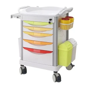 Medical Hospital ABS Plastic Trolley Cart with Drawers Veterinary Instrument Hand Trolley for Animal Clinics
