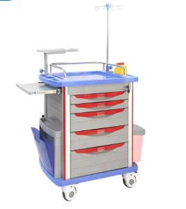 Medical Hospital Furniture Abs Emergency Medical Trolley for Hospital Usage Medicine Trolley Cart