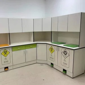 Medical Hospital Medical Cabinet HPL Compress Laminated Hospital Bench With Sink Hospital Clinic Disposal Treatment Cabinet