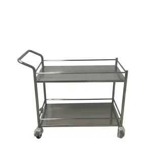 Medical Laboratory Utility Trolley Cart Stainless Steel Shelves Smooth Rolling Casters Ergonomic Handle Hospital Lab Use